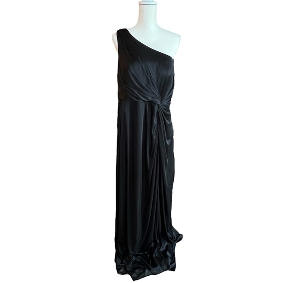 NWT Azazie Brooke Black One Shoulder Dress - Picture 6 of 14